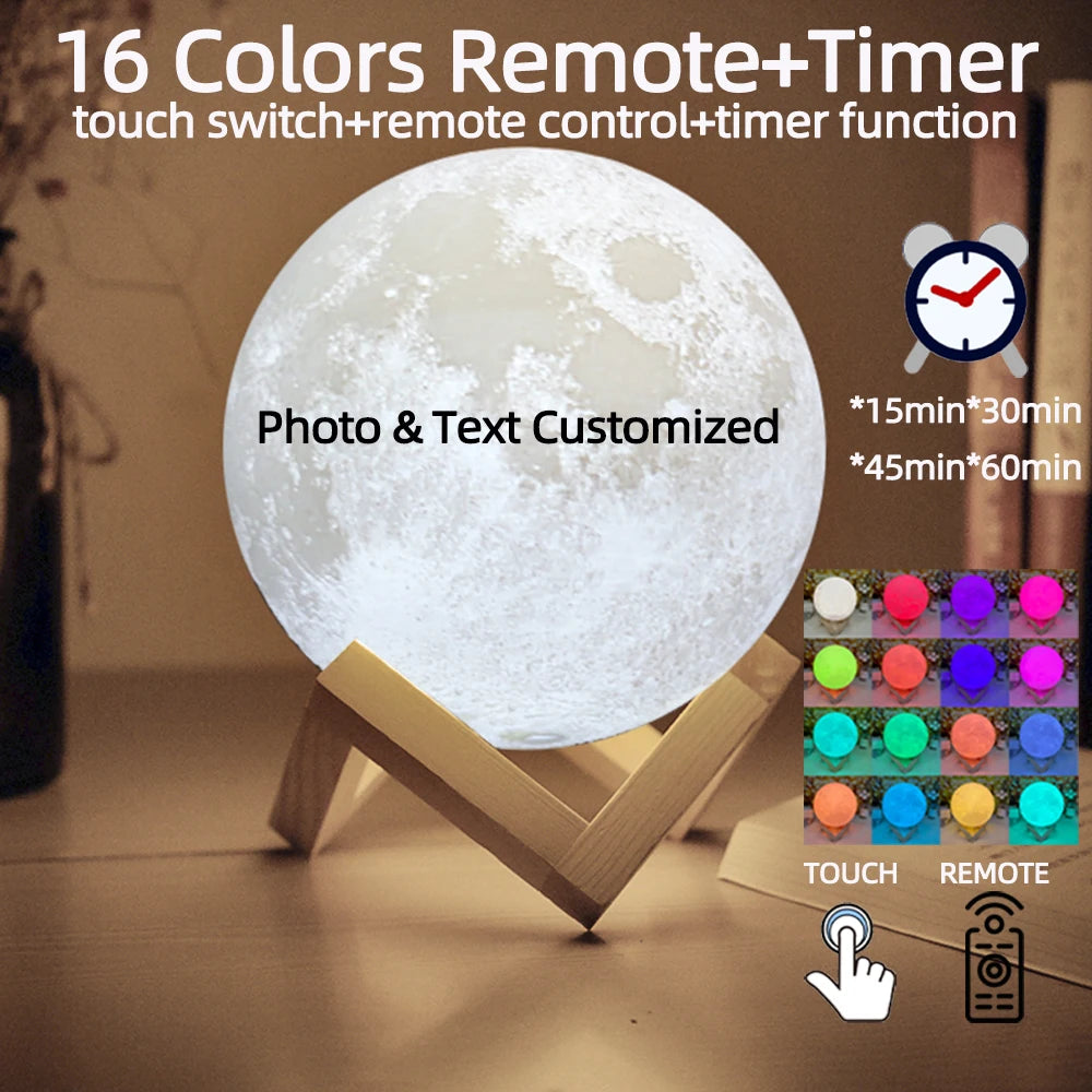 Personalized 3D Printing Moon Lamp