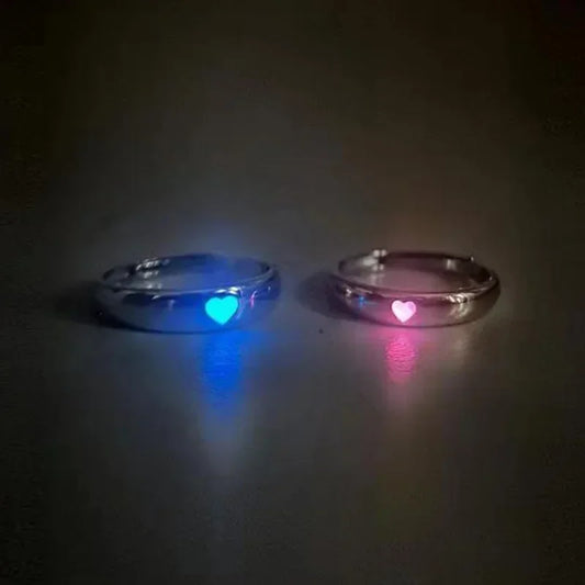 Blue Pink Luminous Ring For Couple