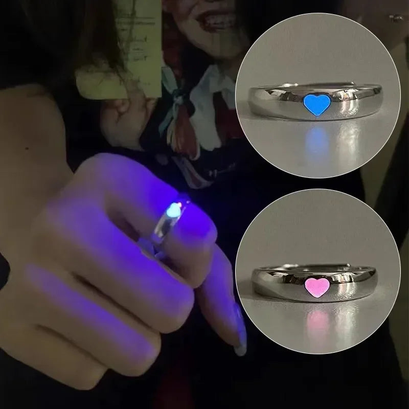 Blue Pink Luminous Ring For Couple